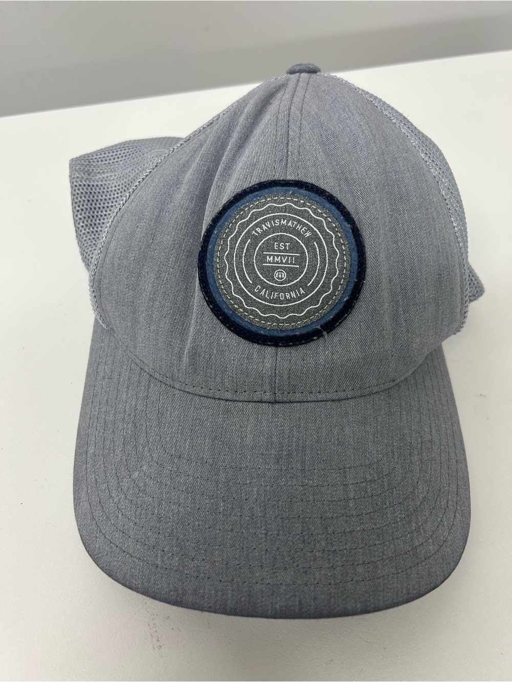 Travis Mathew Grey Patch Logo Mesh Back Cap golf hat